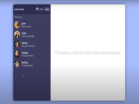 Chat application using React library
